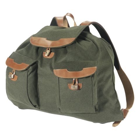 Lautloser Rucksack / Loden, mit Sitzkissen im Rückenteil, Schweißeinlage, 64x54 cm