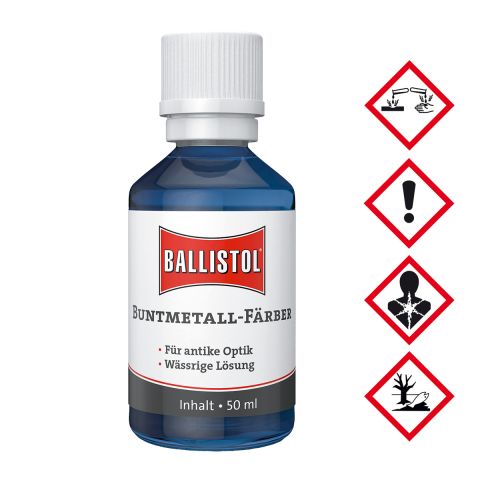 Ballistol Buntmetall-Färber, 50ml-Flasche, für antike Optik, wässrige Lösung