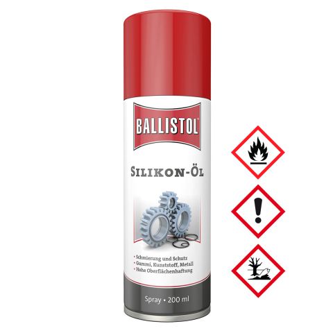 Ballistol Silikonspray, 200 ml Spray, schmiert und schützt Teile aus Gummi, Polymeren, Plastik, Metall