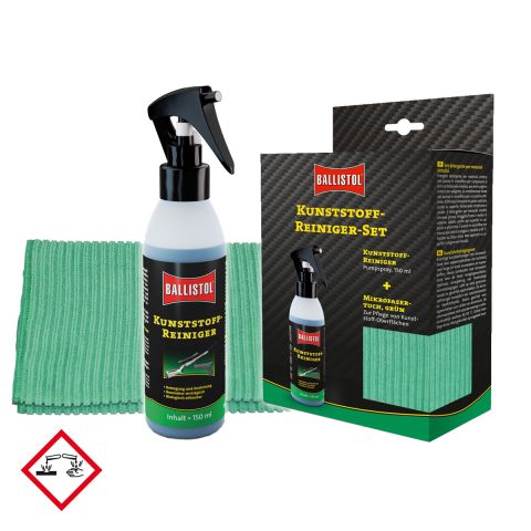 Ballistol Kunststoffreiniger-Set, 150 ml Pumpspray mit Microfasertuch, zuverlässige Reinigung