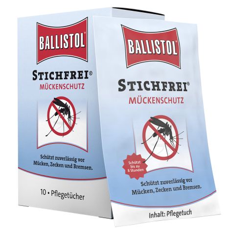 Ballistol Stichfrei / 10 Pflegetücher, Mückenschutz, Sonnenschutz, Hautpflege