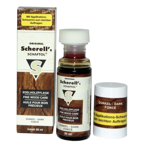 Scherell's Schaftol Gewehrschaftöl, dunkel, 50 ml Flasche, Gewehrschaftpflege