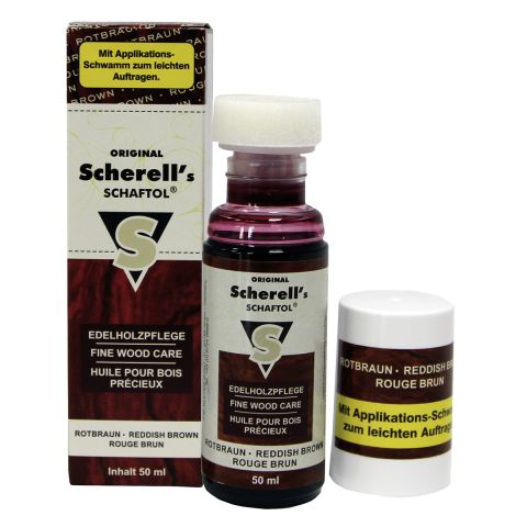 Scherell's Schaftol Gewehrschaftöl, rotbraun, 50 ml Flasche, Gewehrschaftpflege