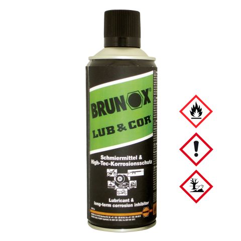 Brunox LUB&COR, High-Tec-Schmierung & Korrosionsschutz, stark haftend, 400 ml Spray