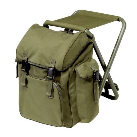 Sitzrucksack / kräftiges Jagdleinen; starkes, stabiles Alugestell, Sitzhöhe 50 cm, Sitzfläche 34x26 cm