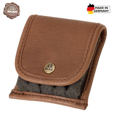 Patronen-Etui aus echtem Elchleder mit Loden in Braun