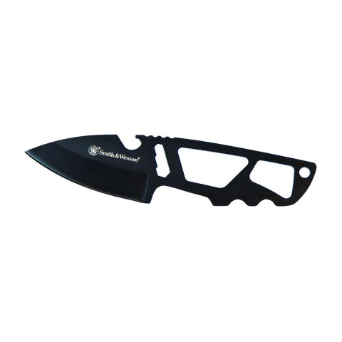 Smith & Wesson Neck Knife / Messer, Black Oxid Skeleton, Nylonfaser-Scheide