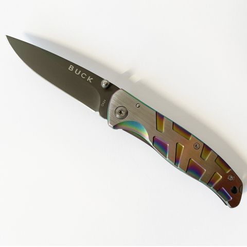 Buck Knives Klappmesser DA34, Liner-Lock, regenbogenfarben, selten, Geschenk