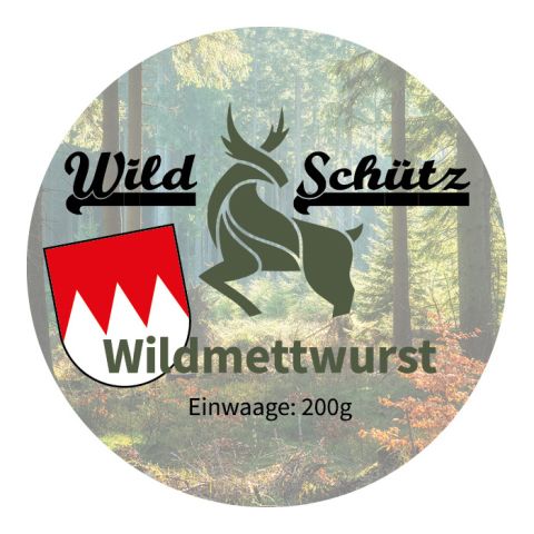 Wildmettwurst / 200g, glutamat- u. laktosefrei, 100% Wildfleisch